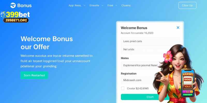 Welcome bonus process and account registration interface